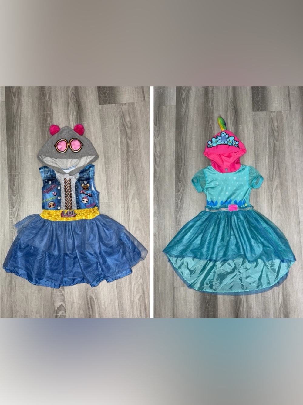 Bundle of 2 LOL Surprise & Trolls World Tour Hooded Dress Costumes XS (4/5)